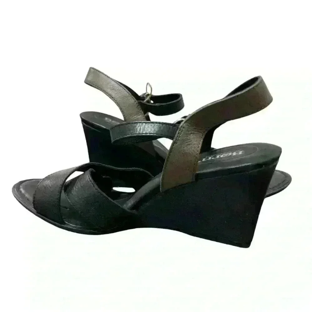 Born Hamada Wedge Sandal Leather Women Size 10 NEW